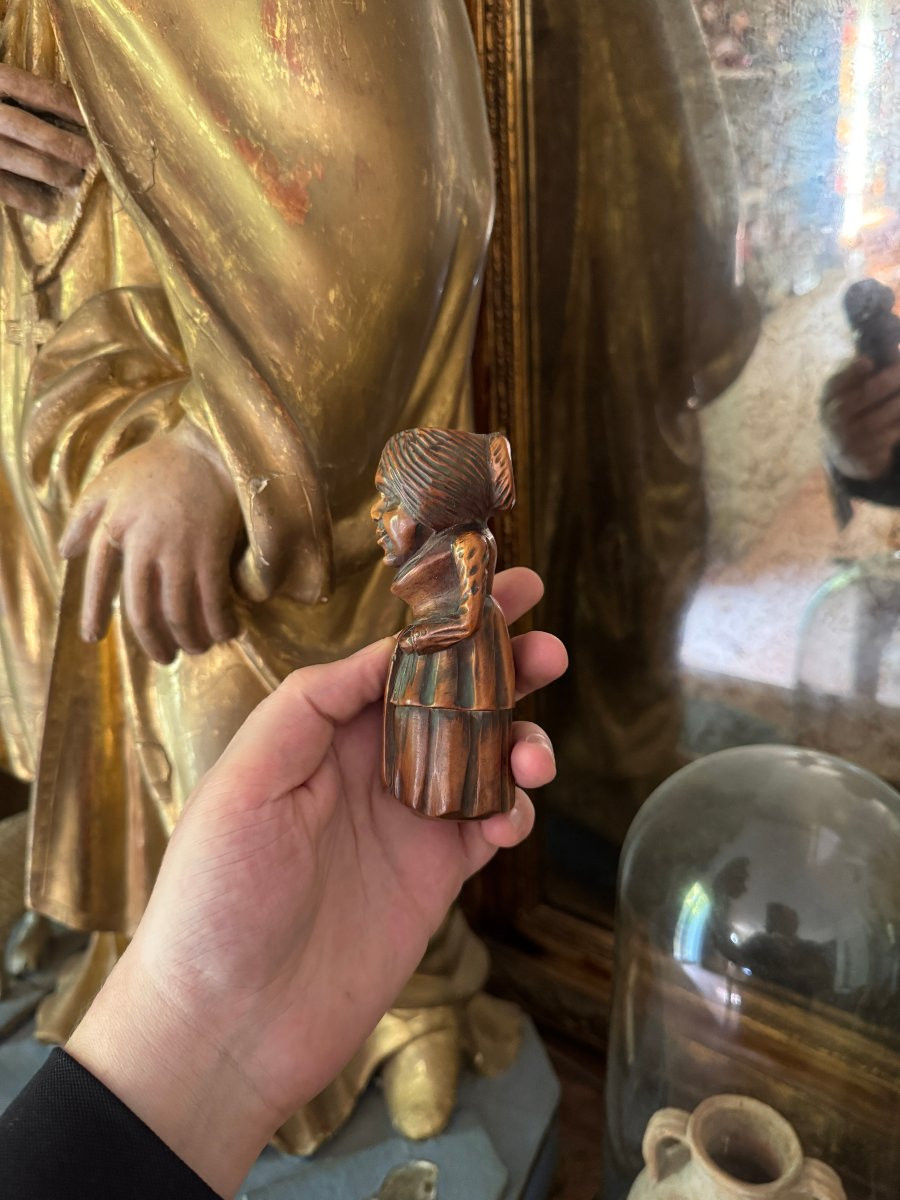 Museum – Figurative Match Holder – Woman With An Apron – Anthropomorphic Sculpture – Folk Art-photo-2