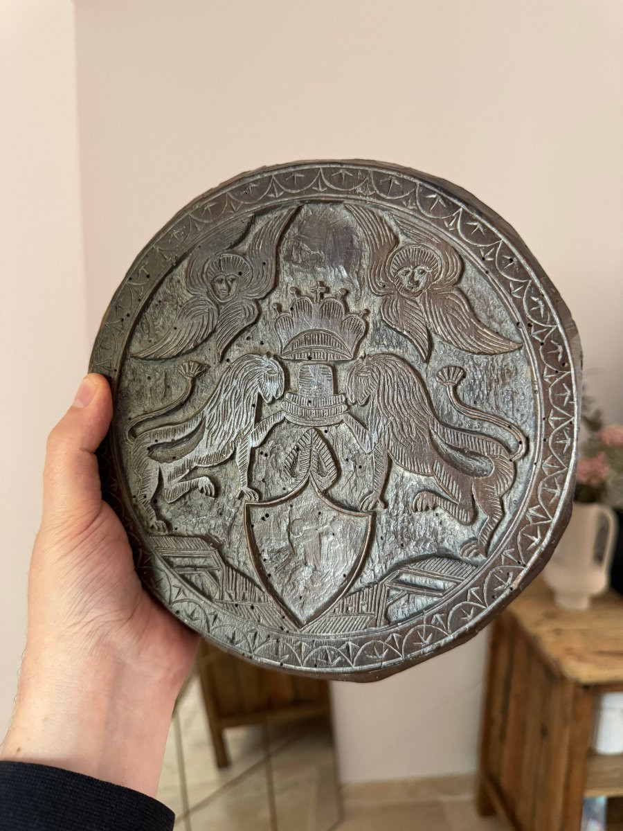 Matrice d&rsquo;impression &ndash; H&eacute;raldique &ndash; Art Populaire &ndash; Xylographie &ndash; Haute &Eacute;poque &ndash; Curiosit&eacute;-photo-3