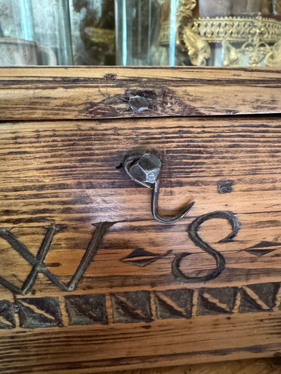 Monogrammed Box – Folk Art – Queyras – Chest, Knife-carved Love Box -photo-5