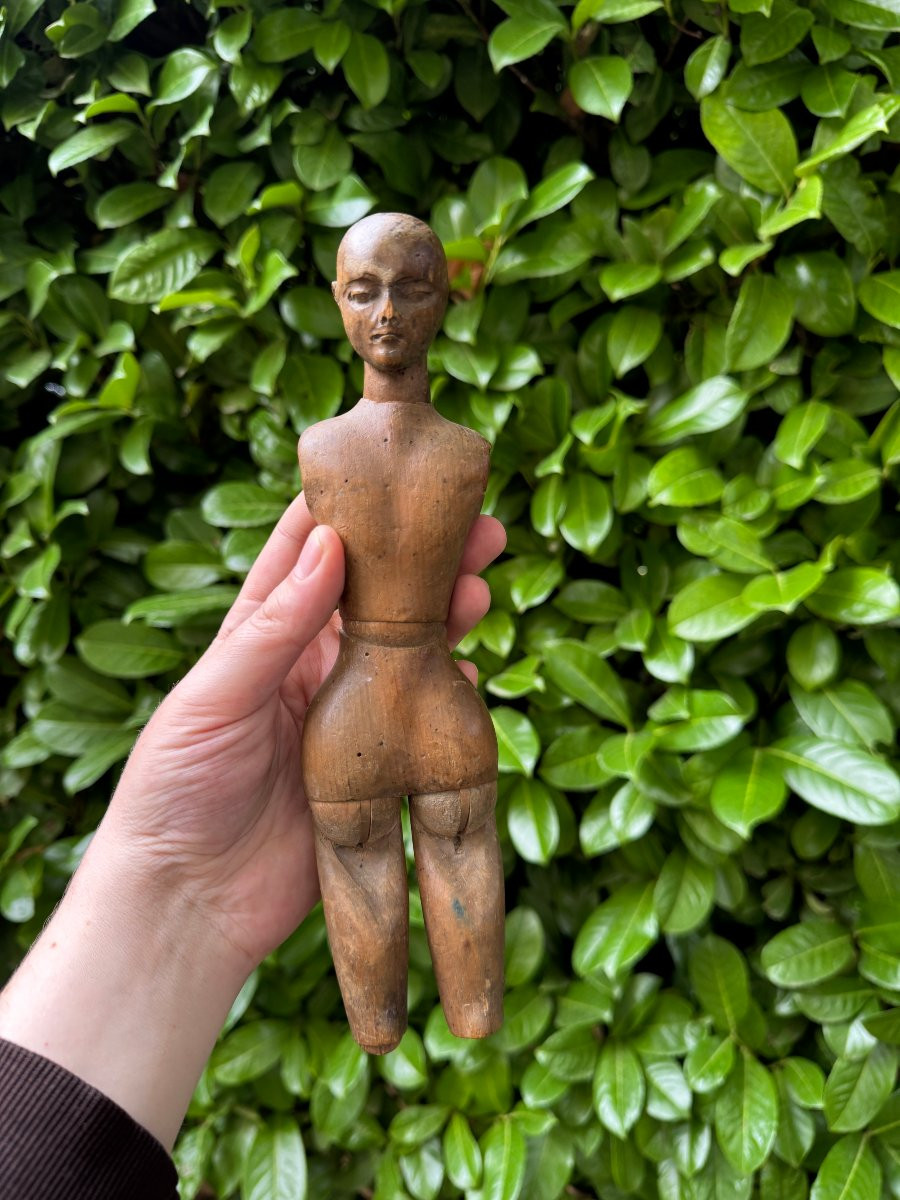 Sculpture – Small Carved Wooden Artist's Mannequin – Articulated Figure – Folk Art-photo-4