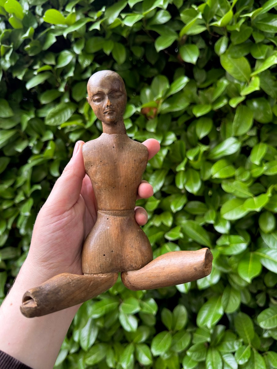 Sculpture – Small Carved Wooden Artist's Mannequin – Articulated Figure – Folk Art-photo-4
