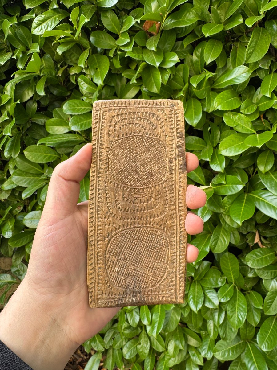 Carved Lacemaker's Folder, Lace Folder – “the Two Sunflowers” – Folk Art -photo-3
