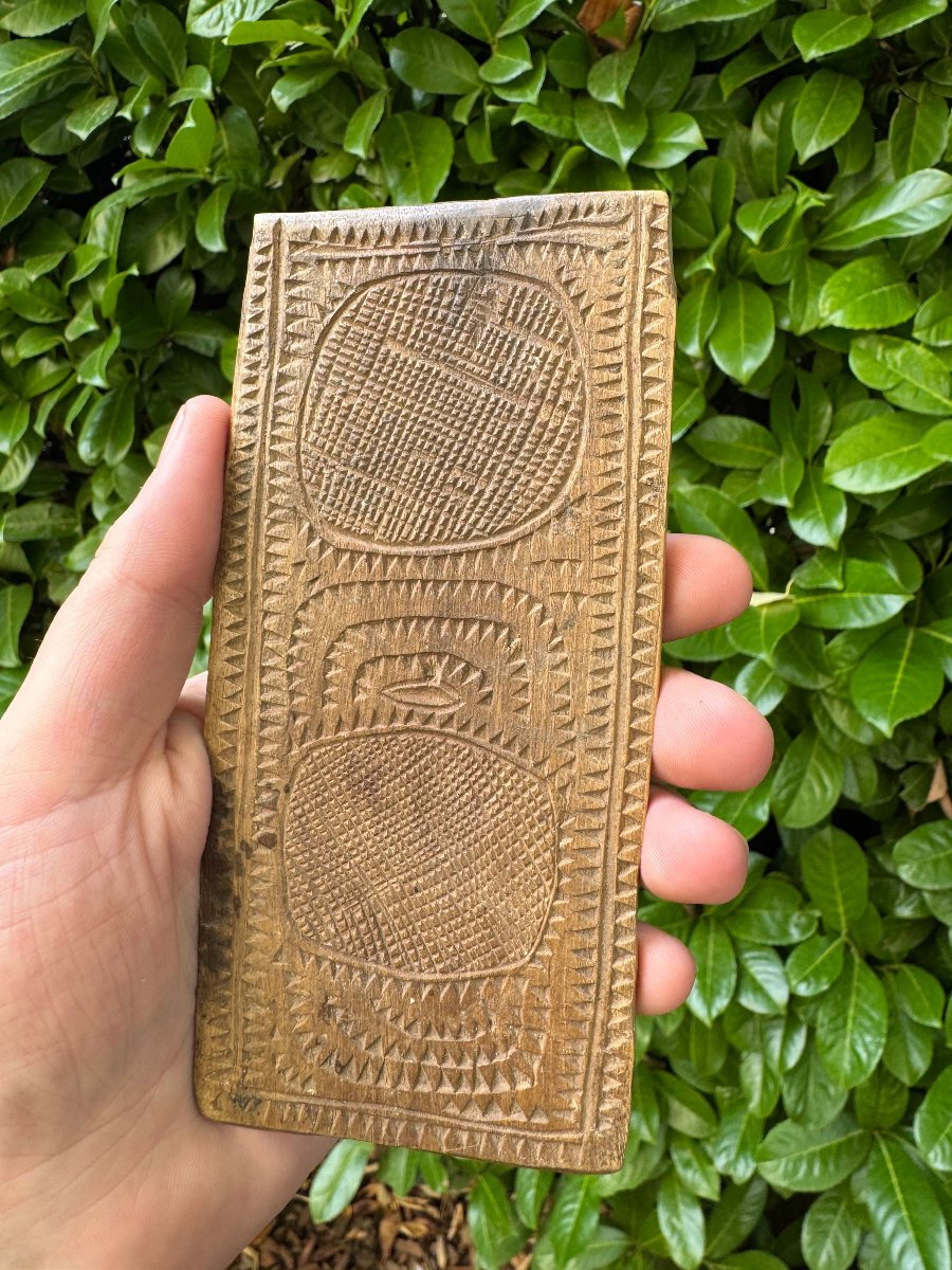 Carved Lacemaker's Folder, Lace Folder – “the Two Sunflowers” – Folk Art -photo-4