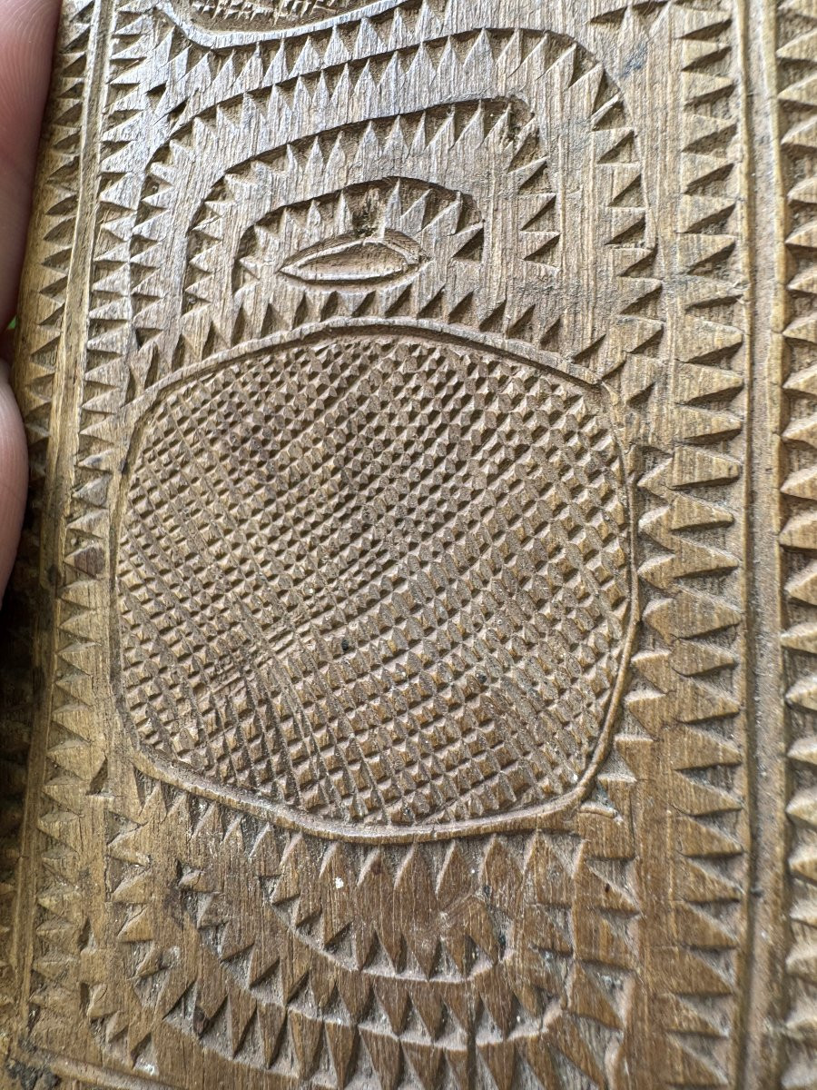 Carved Lacemaker's Folder, Lace Folder – “the Two Sunflowers” – Folk Art -photo-4