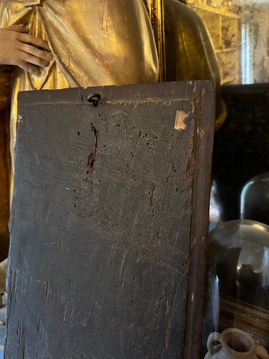 Carved Wooden Panel - Saint Margaret Of Antioch And The Dragon - Devil - Early Period-photo-6