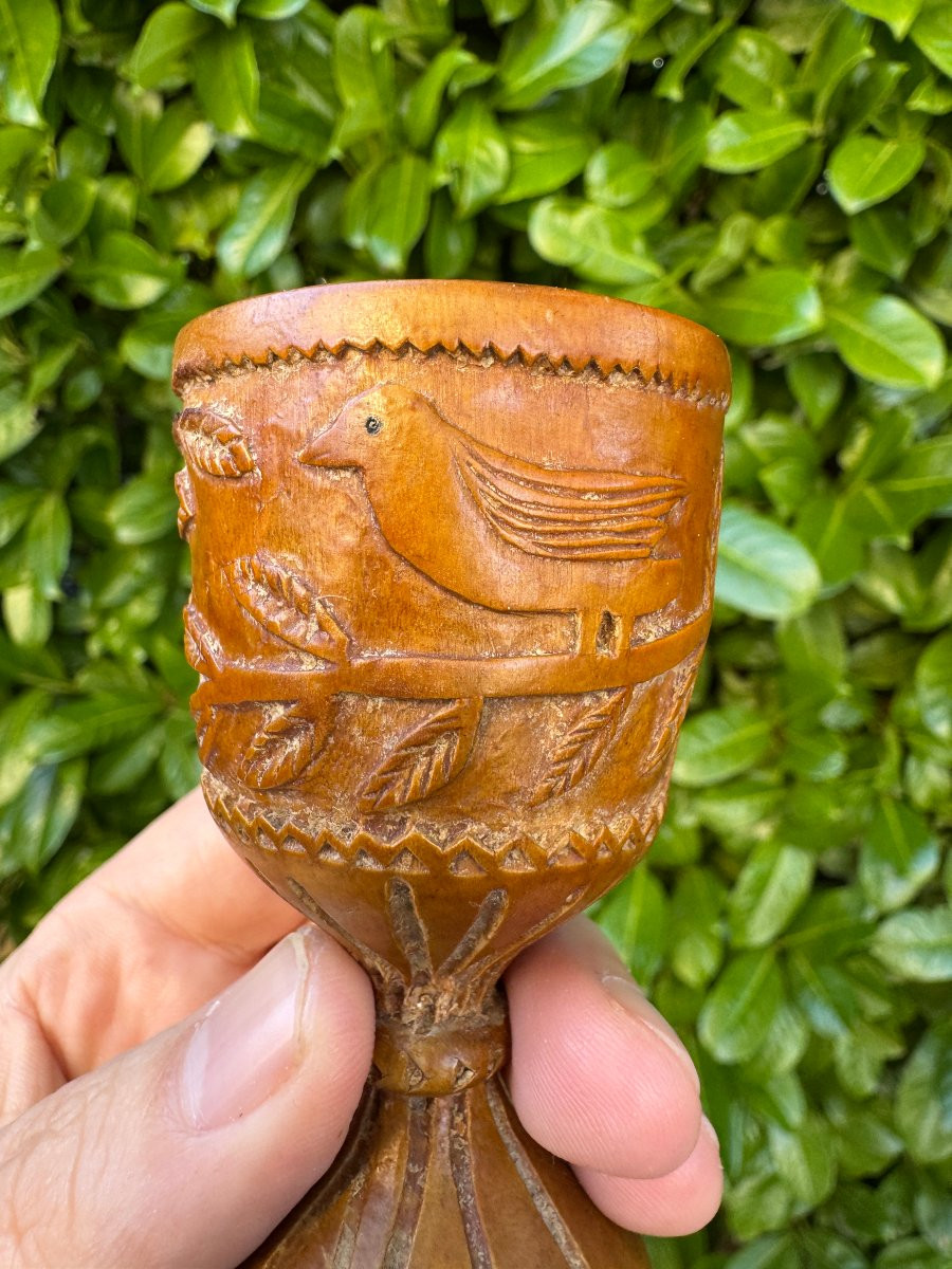Miniature – Shepherd's Cup – Carved Wood – Folk Art – Massif Central – Auvergne-photo-1