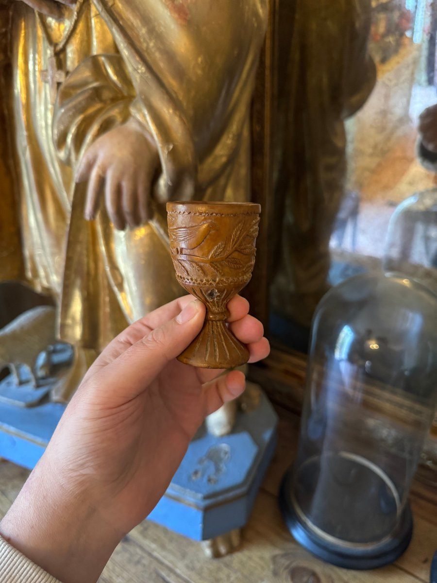 Miniature – Shepherd's Cup – Carved Wood – Folk Art – Massif Central – Auvergne-photo-6