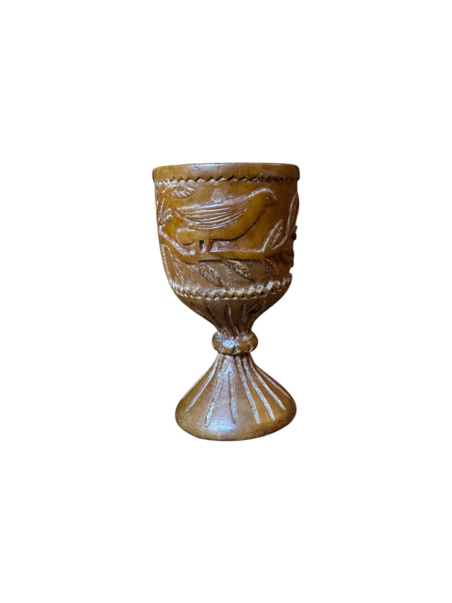 Miniature – Shepherd's Cup – Carved Wood – Folk Art – Massif Central – Auvergne