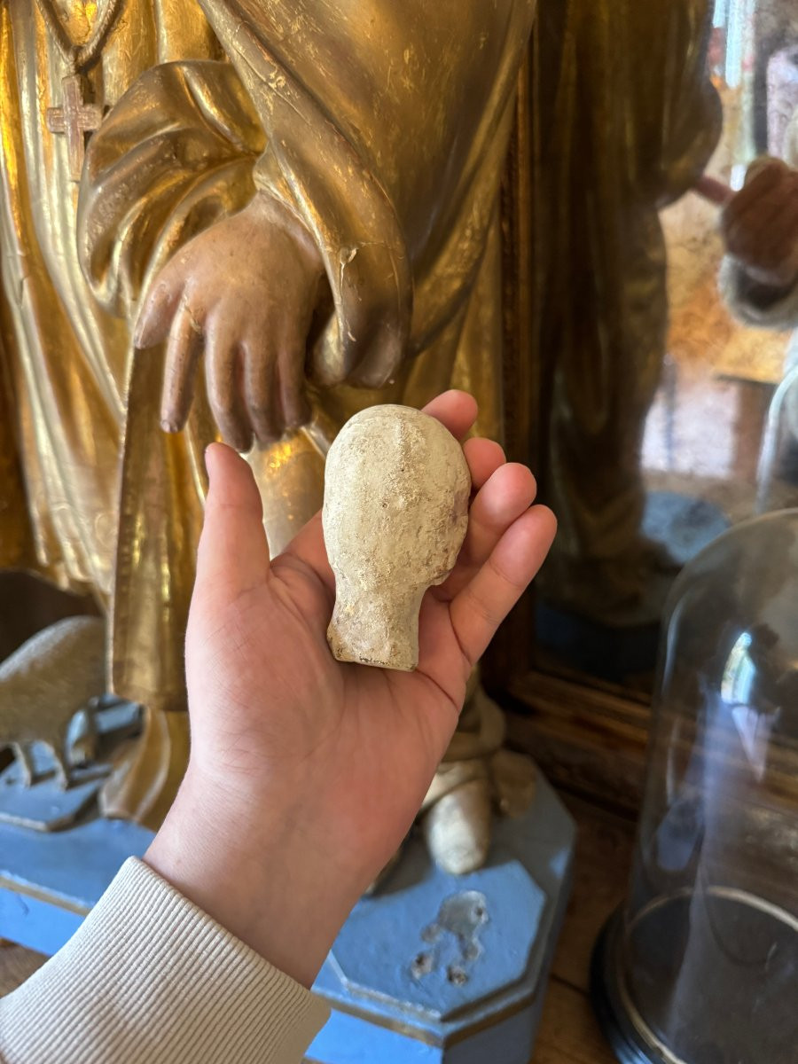 Artefact &ndash; Antiquit&eacute; &ndash; Statue, T&ecirc;te votive en terre cuite - Gallo-romain &ndash; Arch&eacute;ologie-photo-1