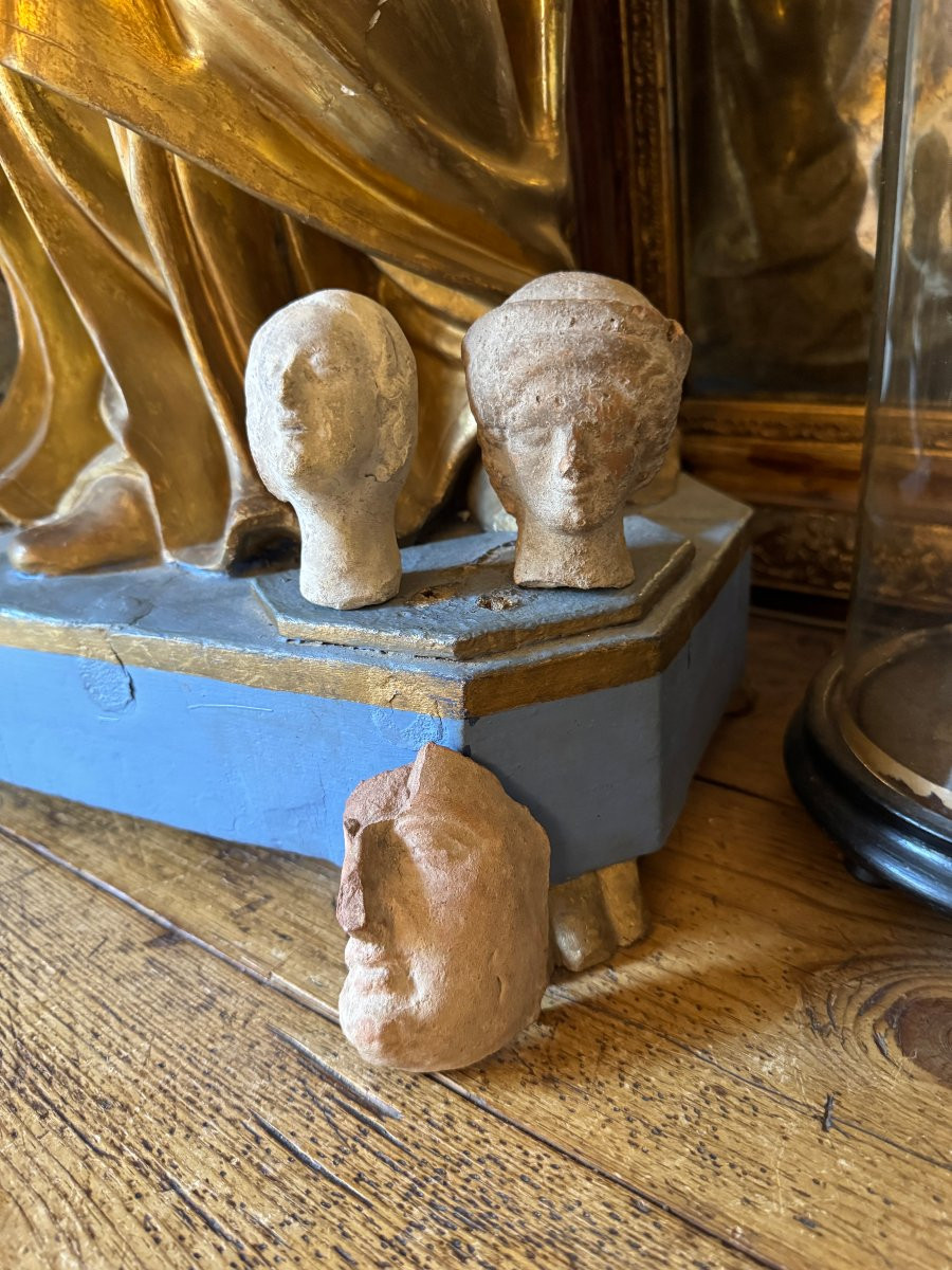 Artefact &ndash; Antiquit&eacute; &ndash; Statue, T&ecirc;te votive en terre cuite - Gallo-romain &ndash; Arch&eacute;ologie-photo-2