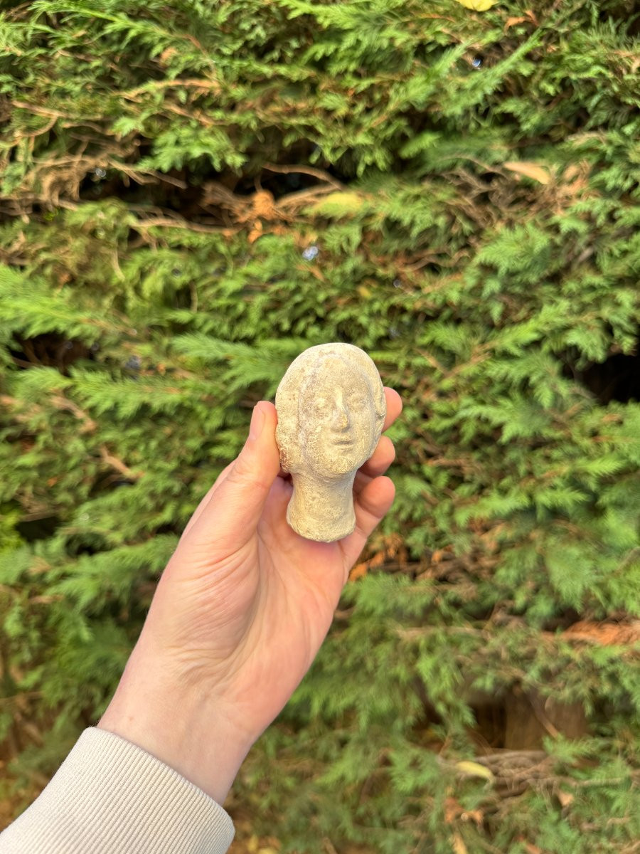 Artefact &ndash; Antiquit&eacute; &ndash; Statue, T&ecirc;te votive en terre cuite - Gallo-romain &ndash; Arch&eacute;ologie-photo-3