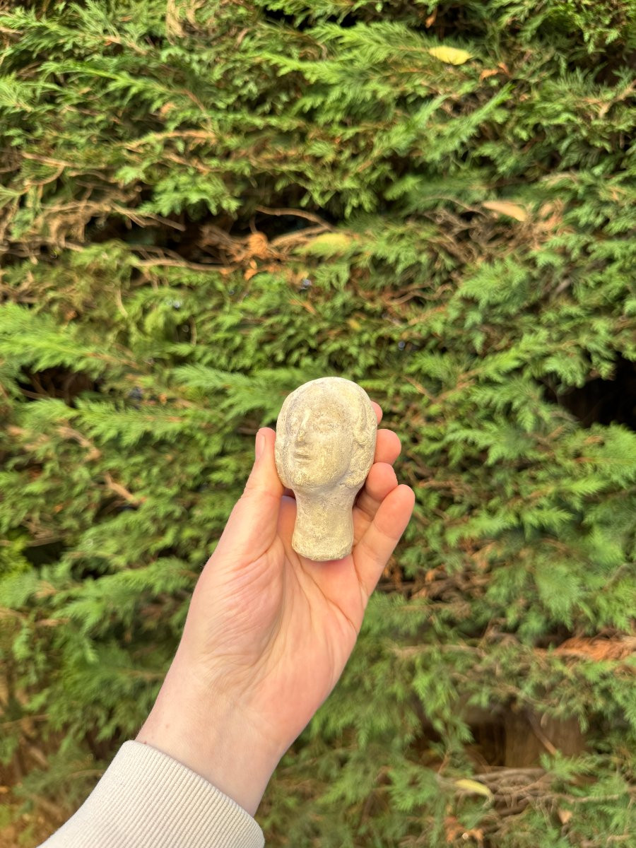 Artefact &ndash; Antiquit&eacute; &ndash; Statue, T&ecirc;te votive en terre cuite - Gallo-romain &ndash; Arch&eacute;ologie-photo-4