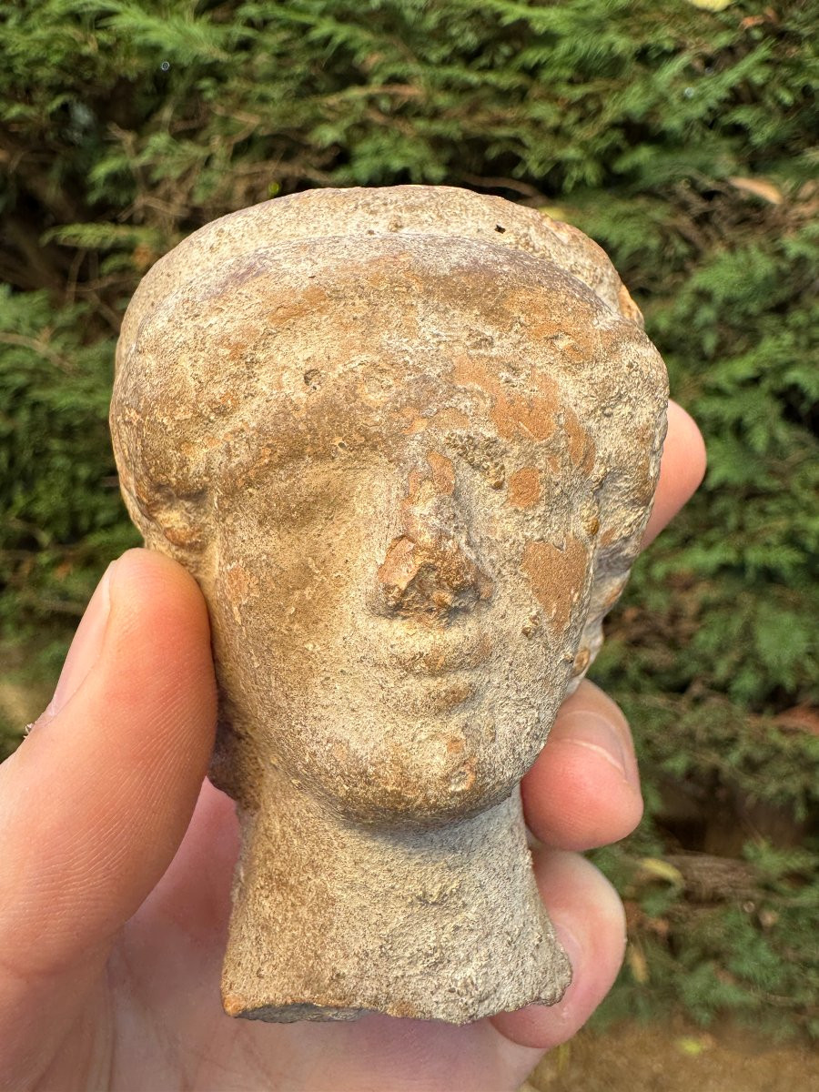 Artefact – Antiquité – Statue, Tête votive en terre cuite - Gallo-romain – Archéologie-photo-8