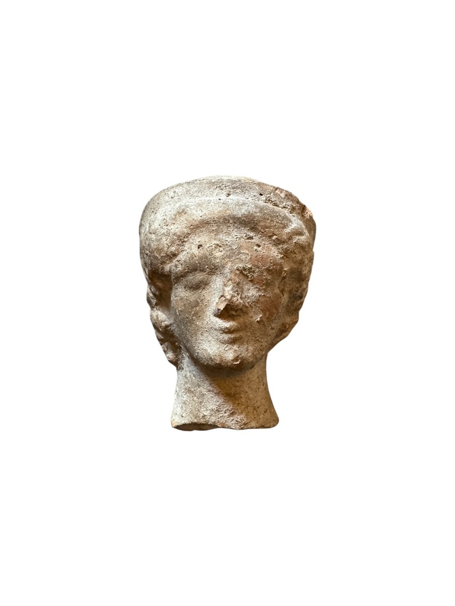 Artefact – Antiquité – Statue, Tête votive en terre cuite - Gallo-romain – Archéologie