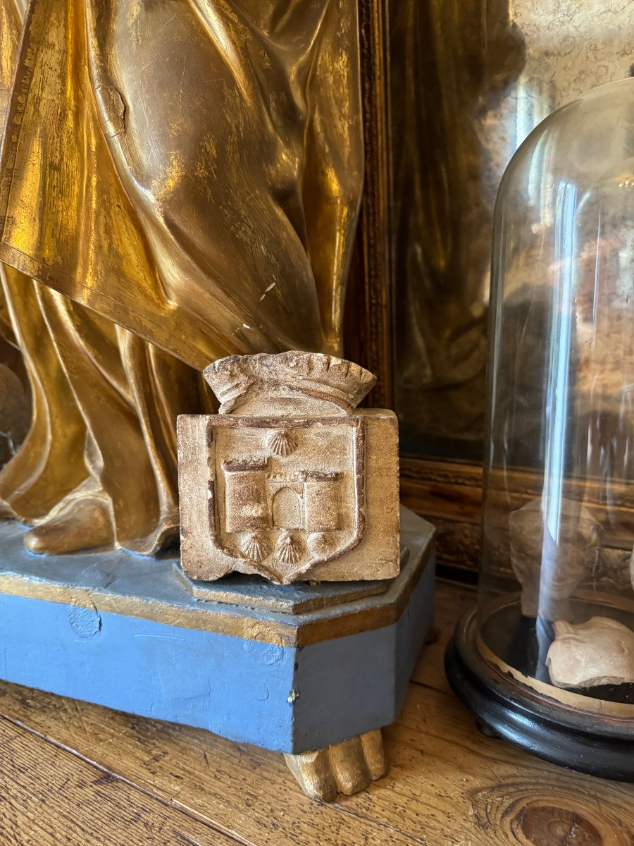 Stone Sculpture - Architectural Fragment - Sculpted Coat Of Arms - Heraldry - Capital -photo-3