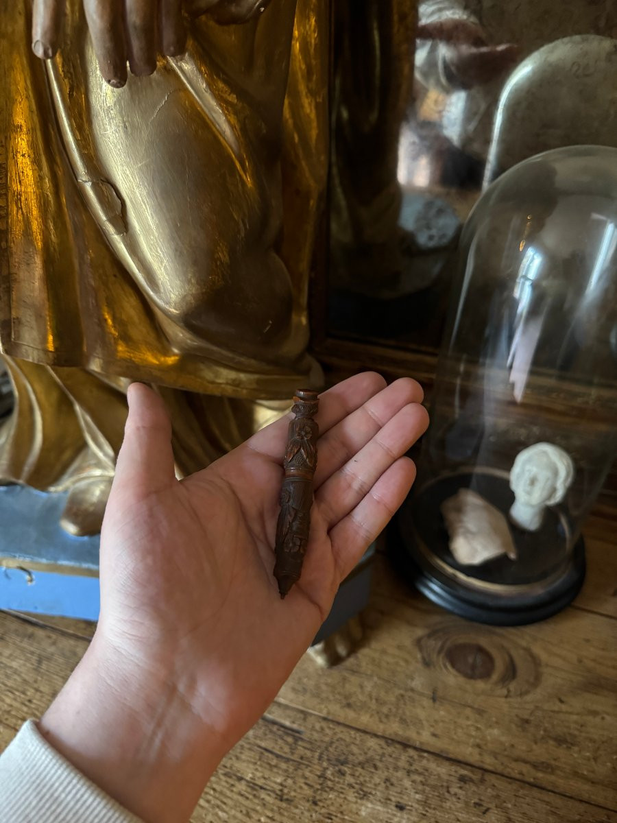 Couture -Porte-aiguilles anthropomorphe &ndash; T&ecirc;te d&rsquo;homme moustachu au chapeau - Art populaire-photo-3