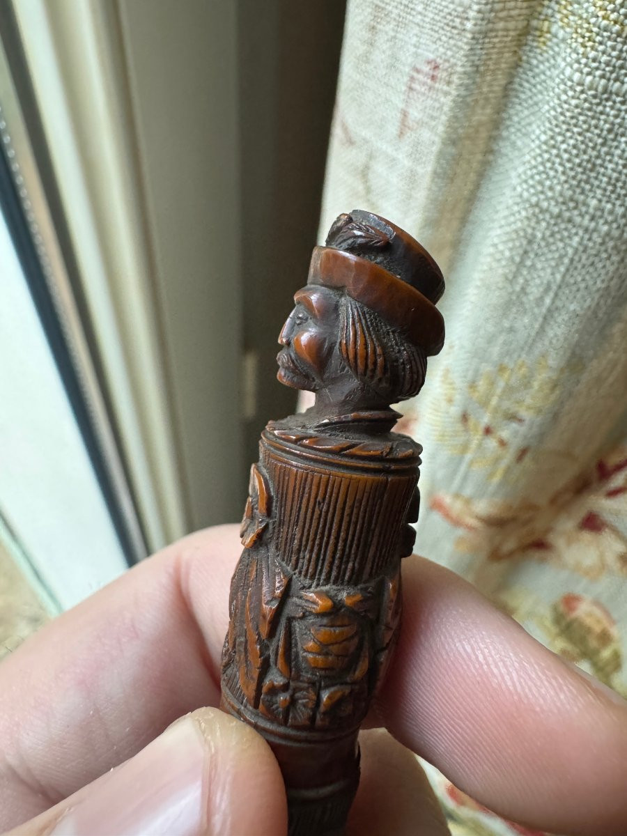 Couture -Porte-aiguilles anthropomorphe &ndash; T&ecirc;te d&rsquo;homme moustachu au chapeau - Art populaire-photo-4