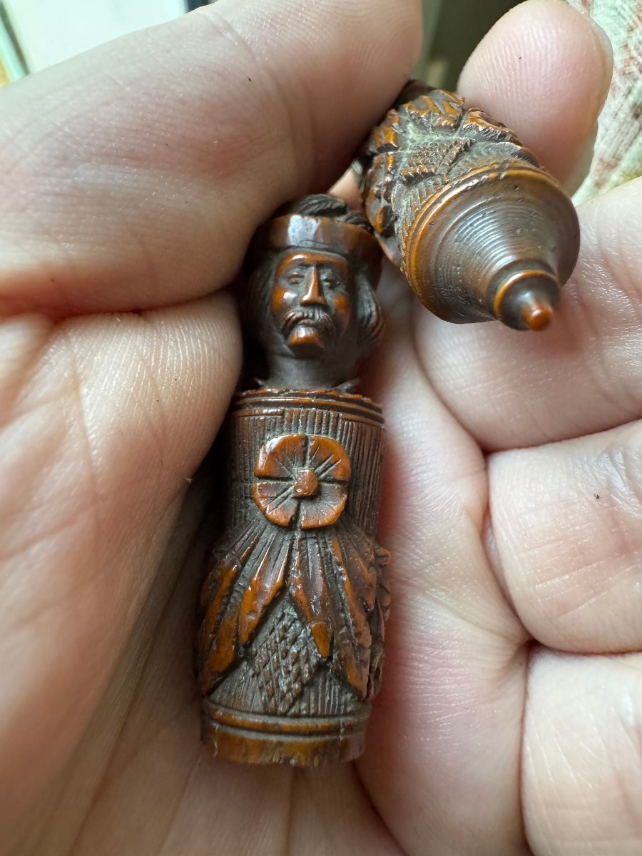 Couture -Porte-aiguilles anthropomorphe &ndash; T&ecirc;te d&rsquo;homme moustachu au chapeau - Art populaire-photo-6