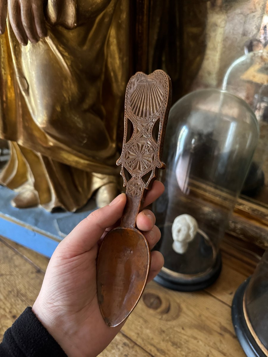 Museum – Heart-shaped Ceremonial Spoon – Carved Wood – Folk Art – Brittany-photo-1