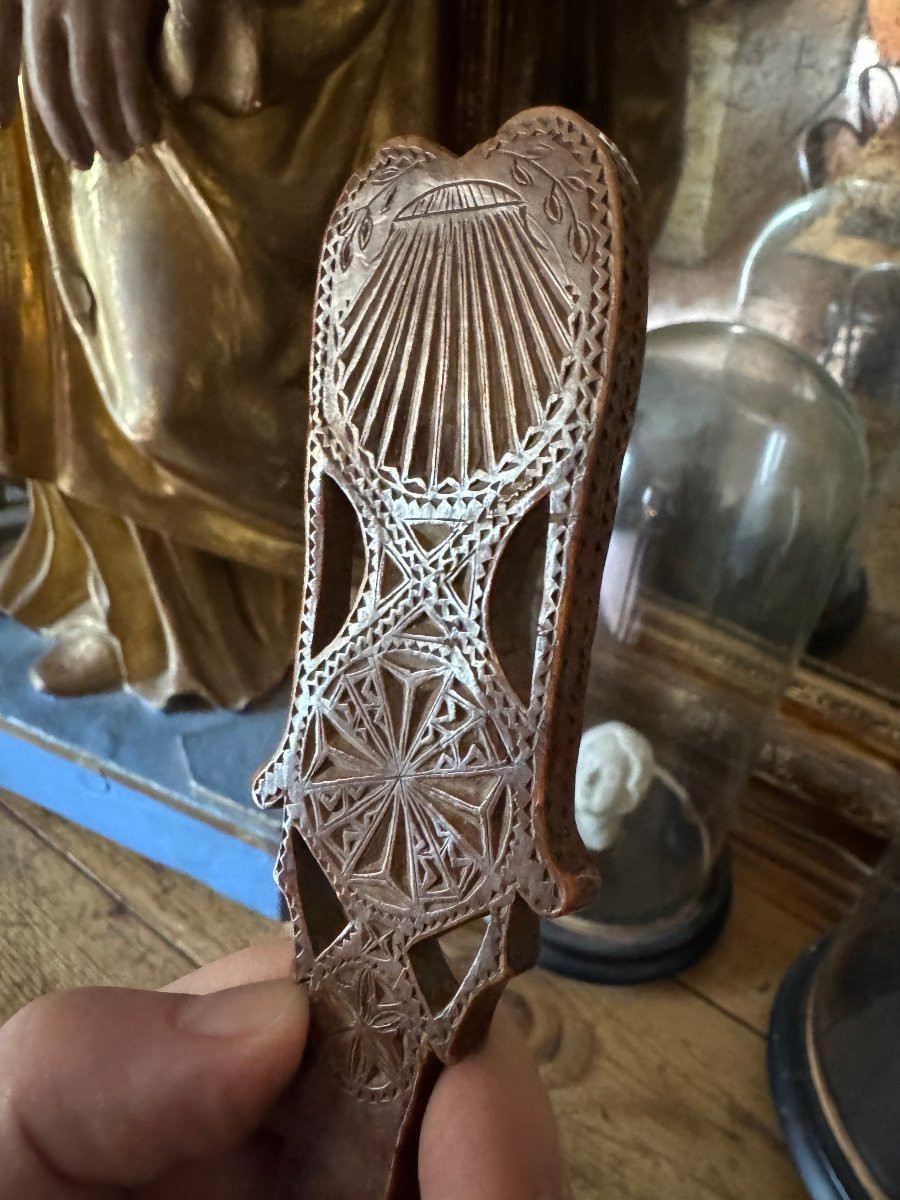 Museum – Heart-shaped Ceremonial Spoon – Carved Wood – Folk Art – Brittany-photo-6