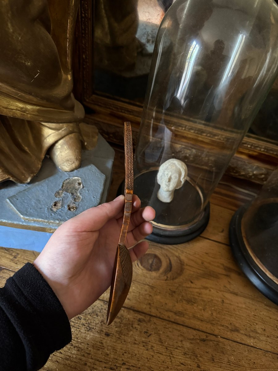 Museum – Heart-shaped Ceremonial Spoon – Carved Wood – Folk Art – Brittany-photo-8