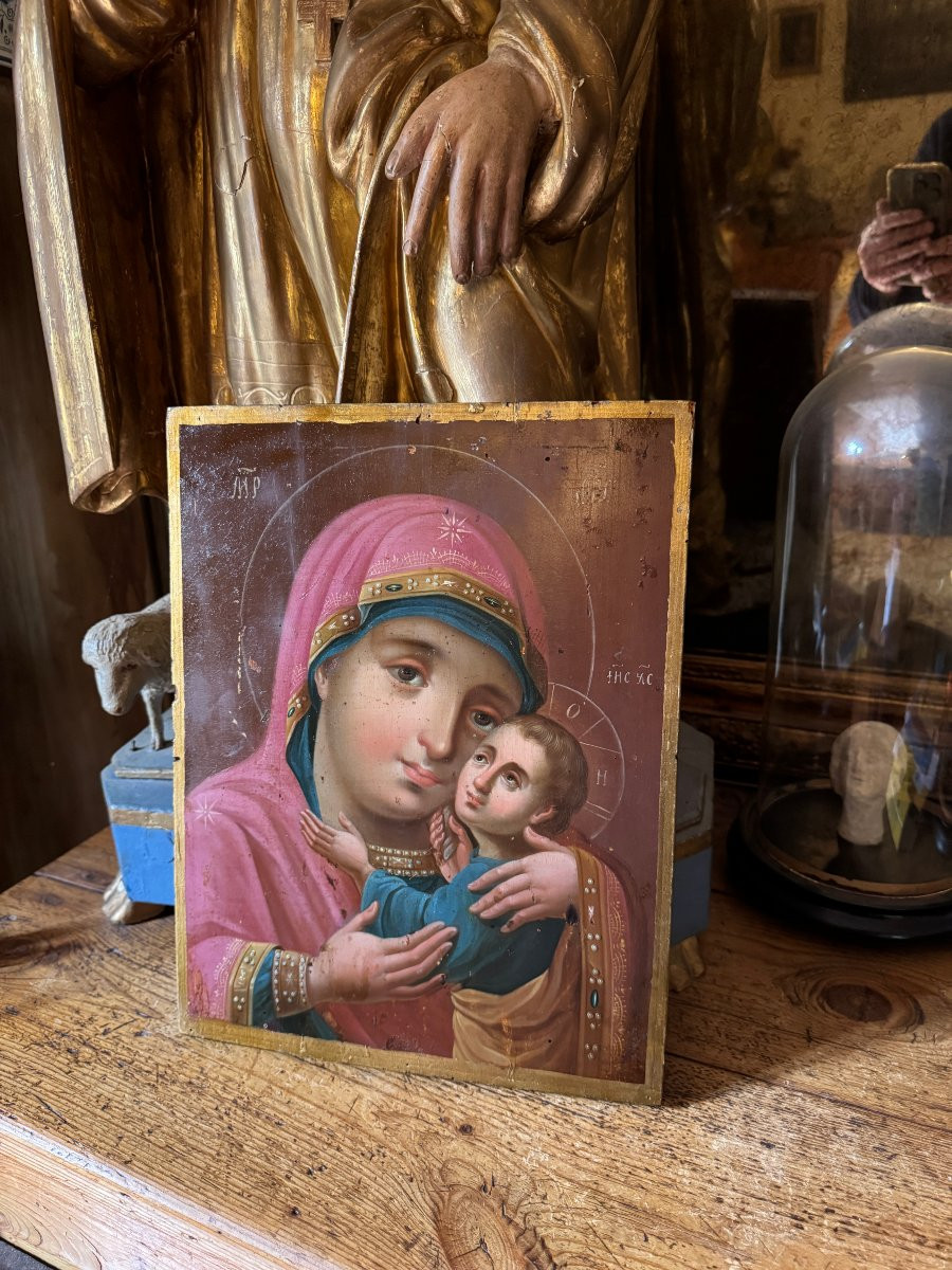 Icône orthodoxe – Vierge à l’Enfant, type Éléousa (Vierge de Tendresse) - Icone-photo-2