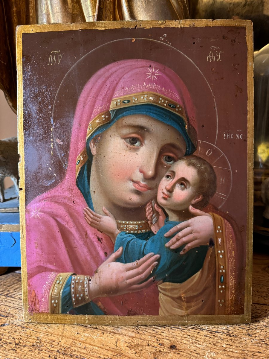 Icône orthodoxe – Vierge à l’Enfant, type Éléousa (Vierge de Tendresse) - Icone-photo-3