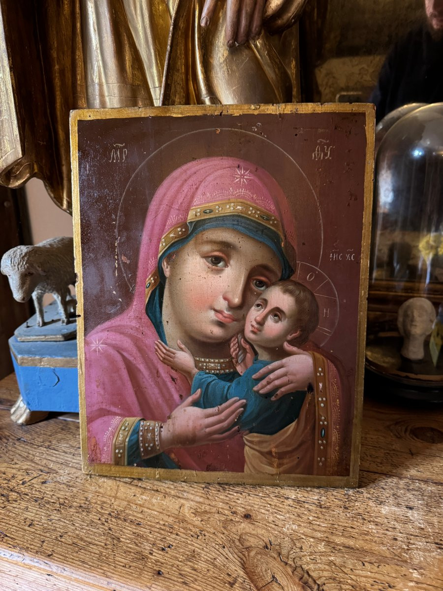 Icône orthodoxe – Vierge à l’Enfant, type Éléousa (Vierge de Tendresse) - Icone-photo-6