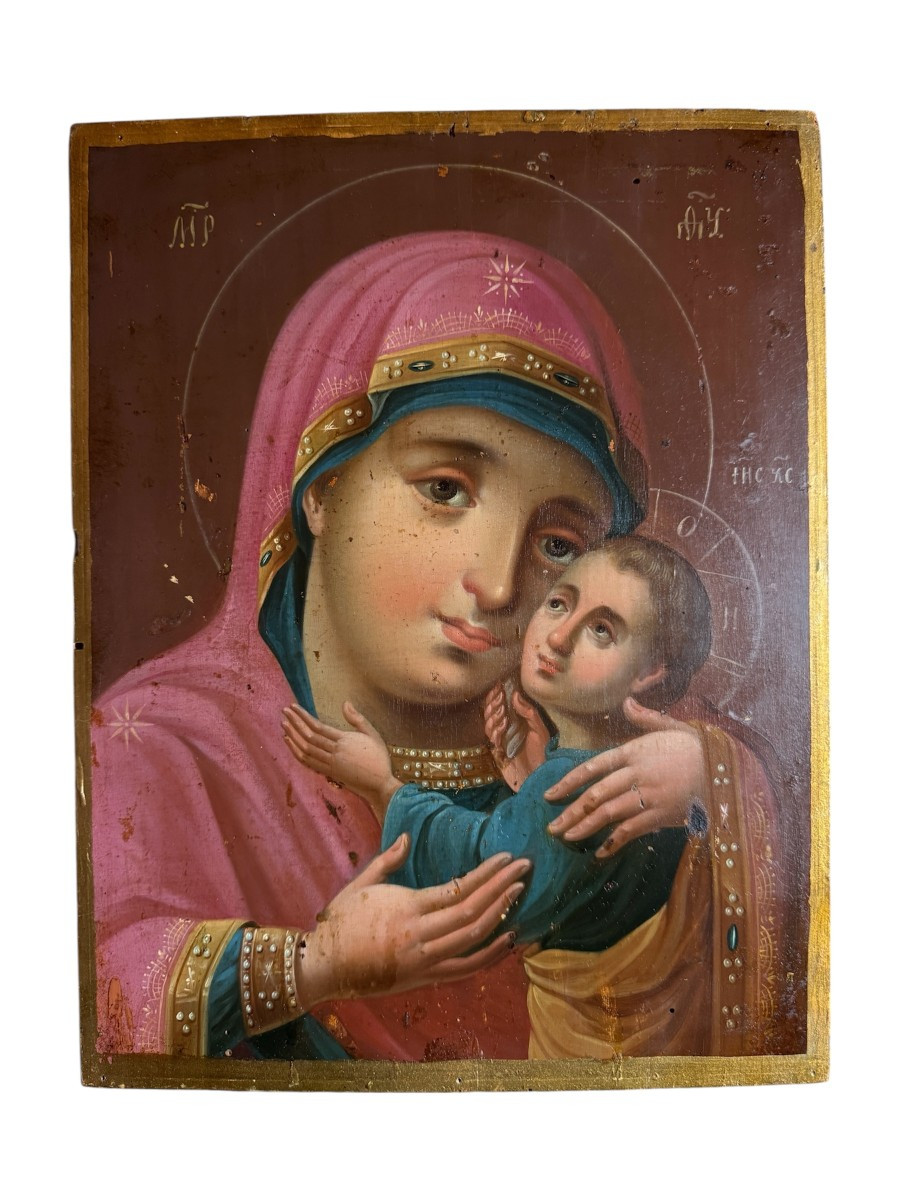 Icône orthodoxe – Vierge à l’Enfant, type Éléousa (Vierge de Tendresse) - Icone