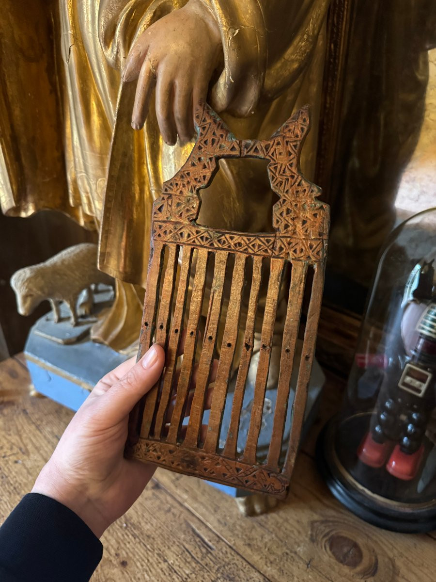Knife Carving - Large Ribbon Basket - Folk Art - Massif Central - Primitive Art-photo-2
