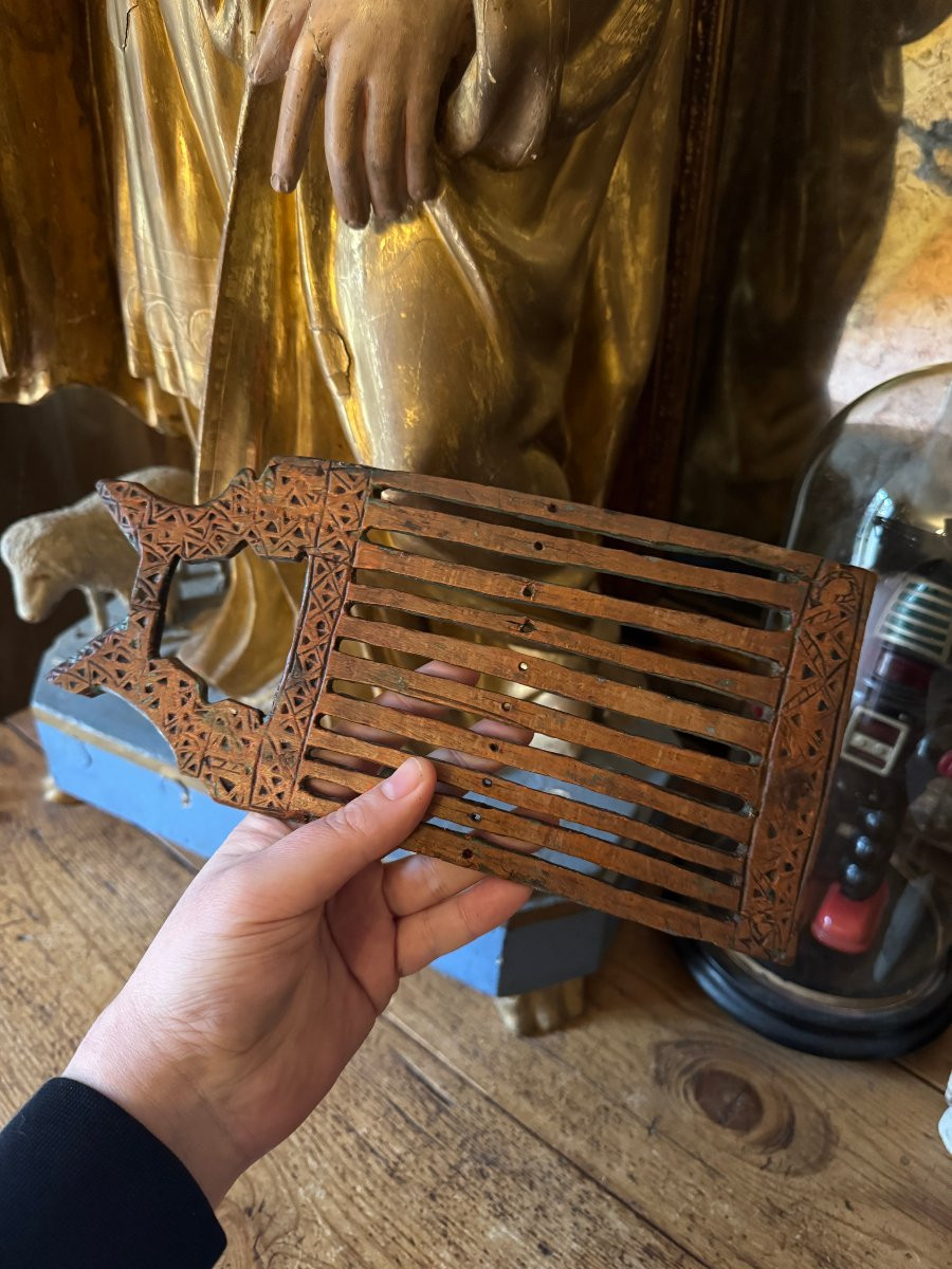 Knife Carving - Large Ribbon Basket - Folk Art - Massif Central - Primitive Art-photo-5