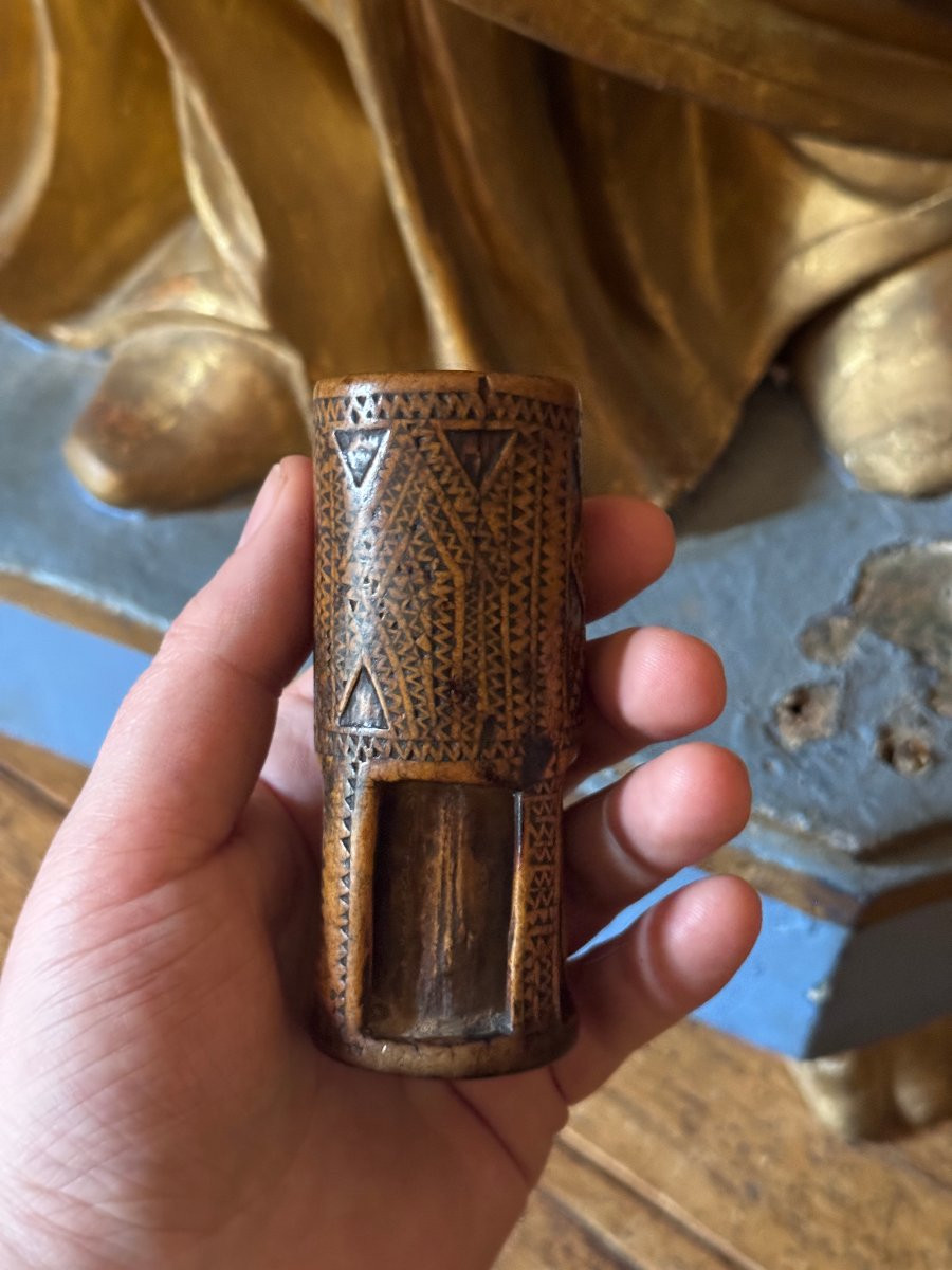 Miniature - Sculpture - Shepherd's Cup - Knife-carved Wood - Openwork - Folk Art-photo-3