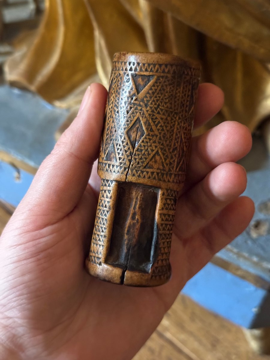 Miniature - Sculpture - Shepherd's Cup - Knife-carved Wood - Openwork - Folk Art-photo-2