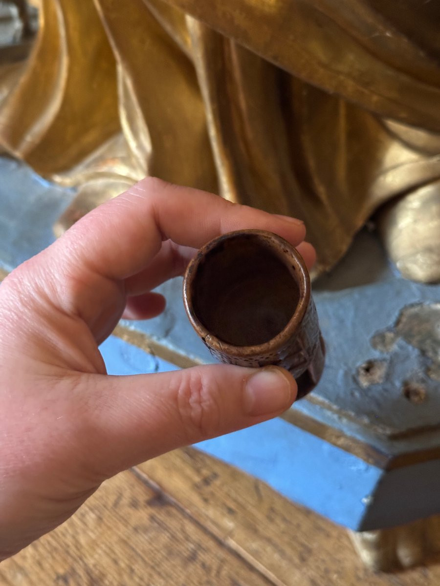 Miniature - Sculpture - Shepherd's Cup - Knife-carved Wood - Openwork - Folk Art-photo-3