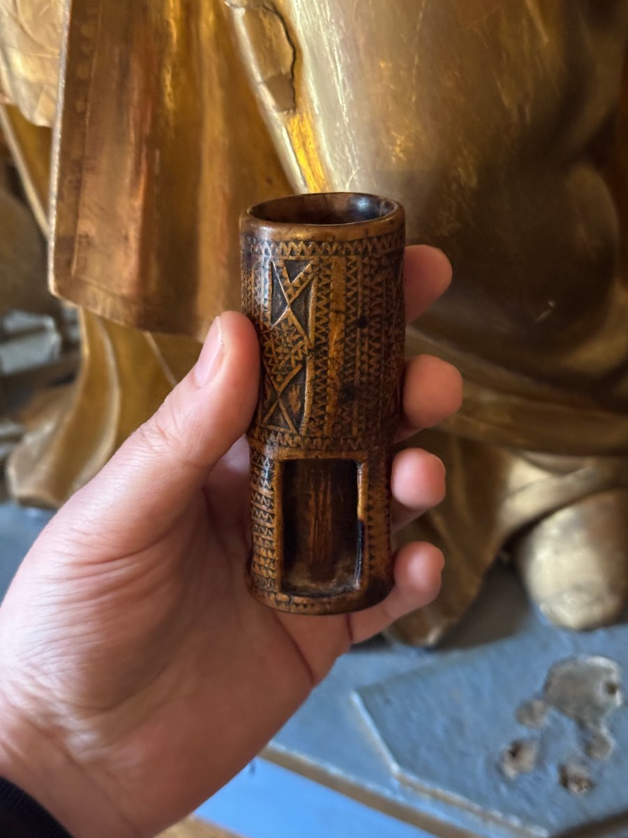 Miniature - Sculpture - Shepherd's Cup - Knife-carved Wood - Openwork - Folk Art-photo-6