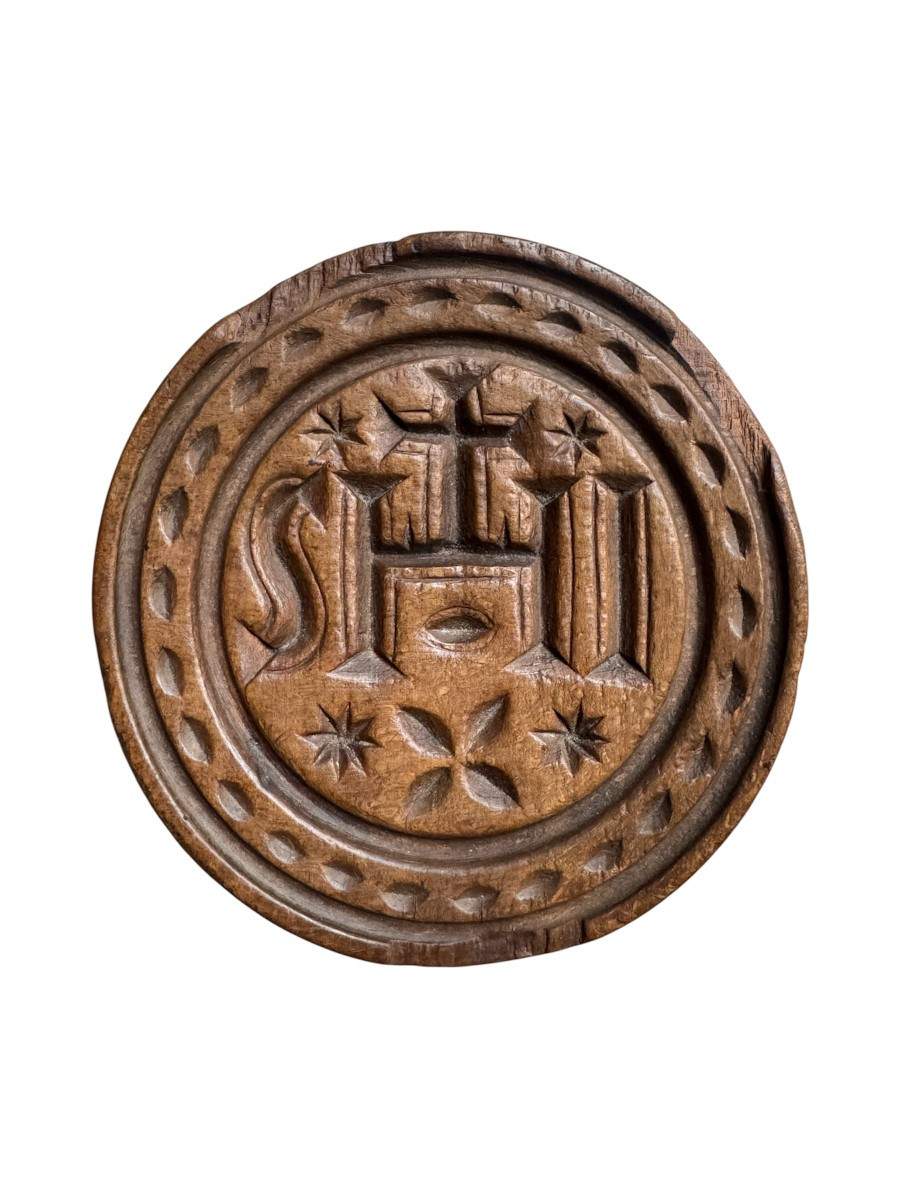 Bread Mark, Butter Mark – Ihs – Cross And Stars – Carved Wood – Folk Art