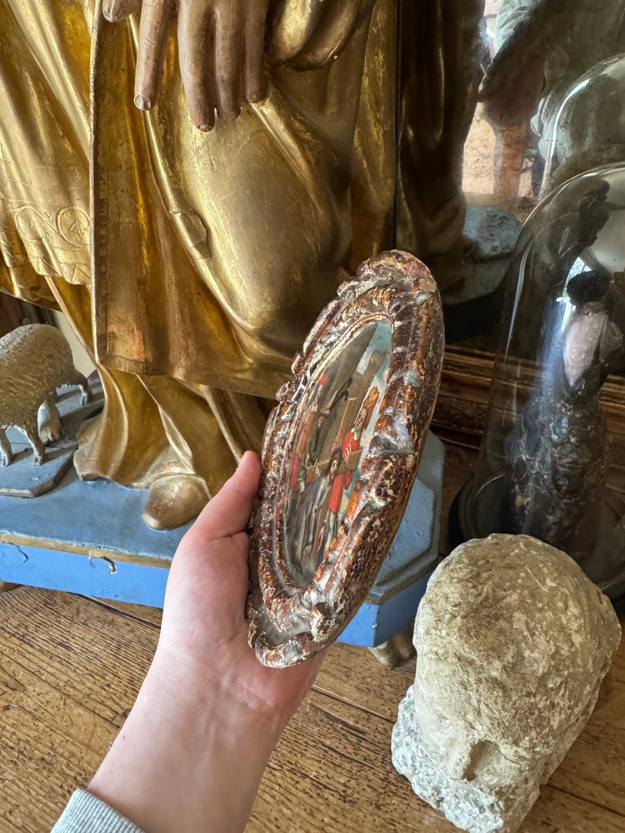  Tondo - Oil On Panel - Humiliated Christ Carrying The Cross - Stations Of The Cross - Northern Italy-photo-2