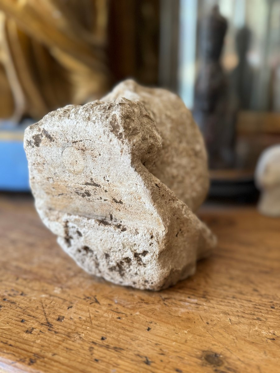 Statuaire en Pierre – Tête de saint barbu – Fragment de sculpture médiévale – Haute Époque-photo-5