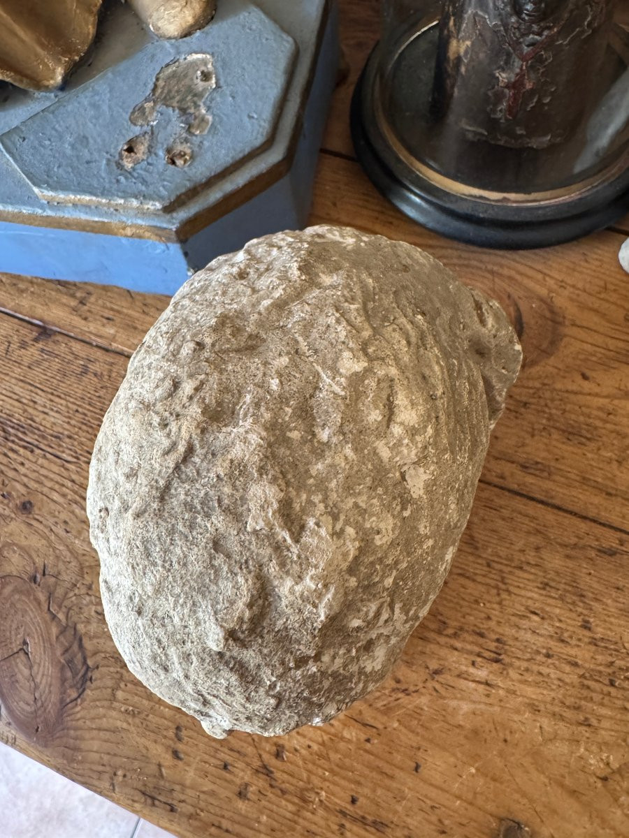 Statuaire en Pierre – Tête de saint barbu – Fragment de sculpture médiévale – Haute Époque-photo-8