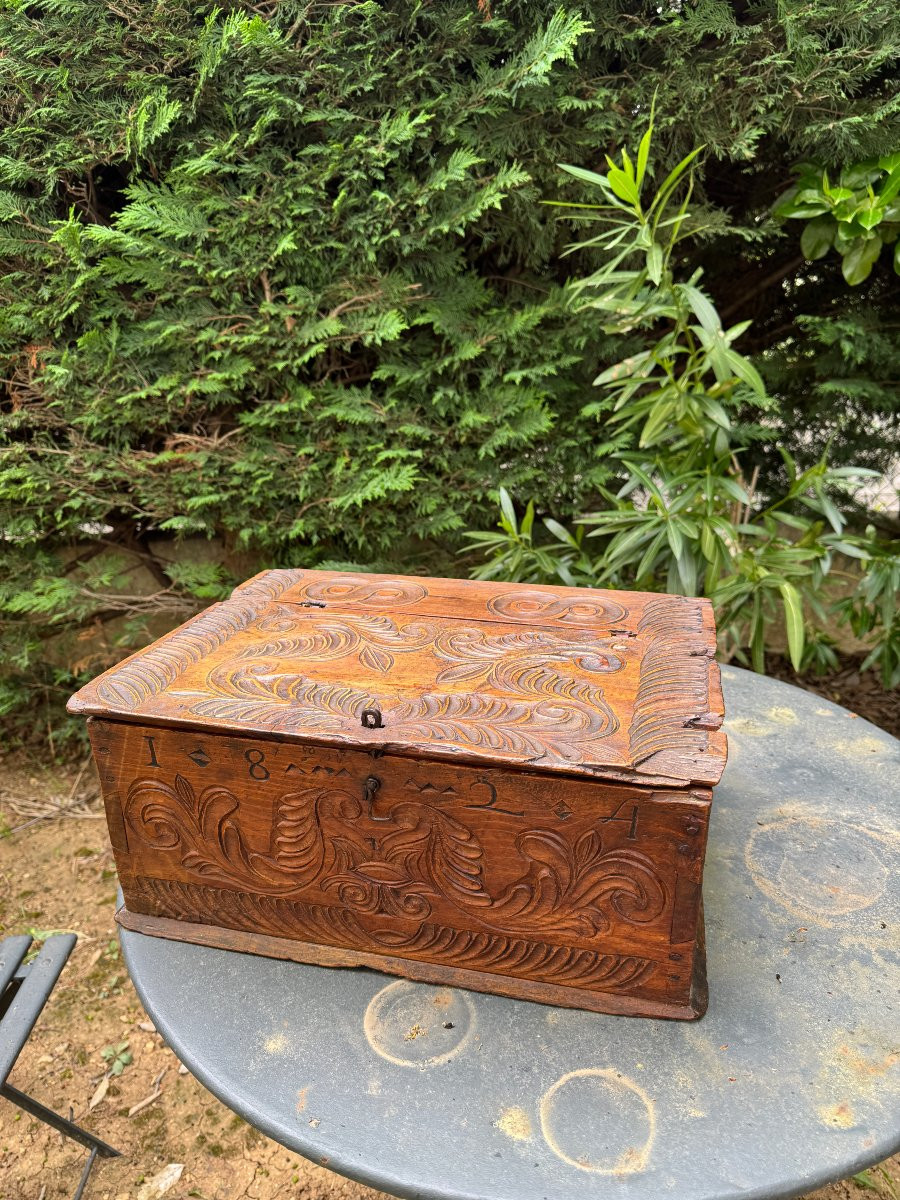 Coffret d’amour sculpté – Coffret de mariage – Art populaire – Daté 1824 – Queyras - Boite-photo-1