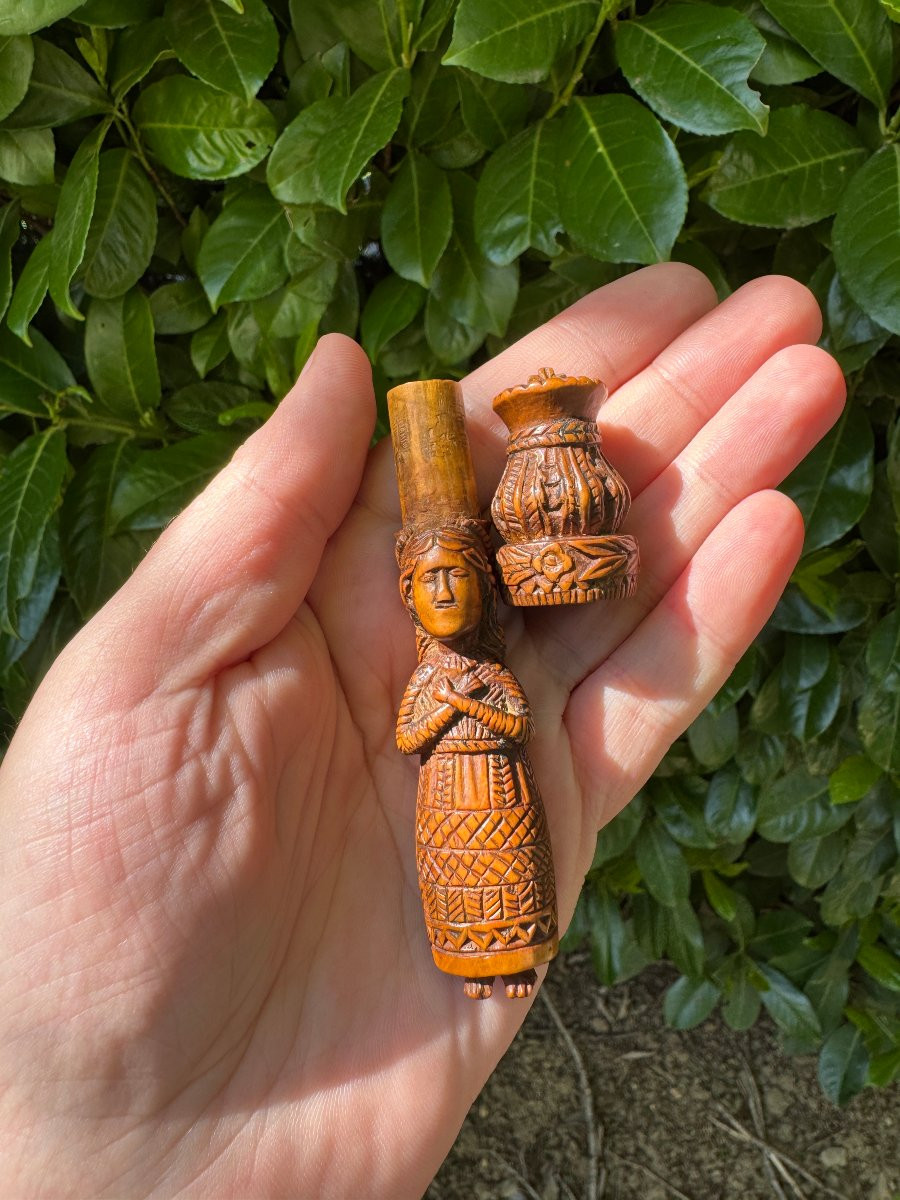 Museum - Carved Boxwood Anthropomorphic Needle-holder - Folk Art-photo-4