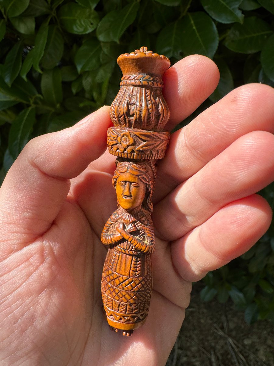 Museum - Carved Boxwood Anthropomorphic Needle-holder - Folk Art-photo-5