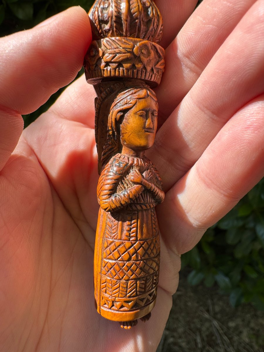 Museum - Carved Boxwood Anthropomorphic Needle-holder - Folk Art-photo-6