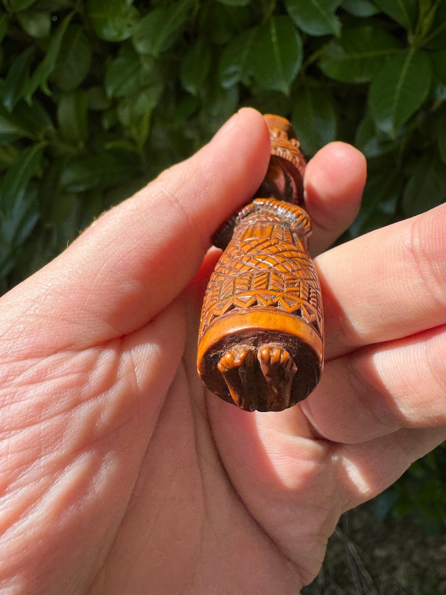 Museum - Carved Boxwood Anthropomorphic Needle-holder - Folk Art-photo-8