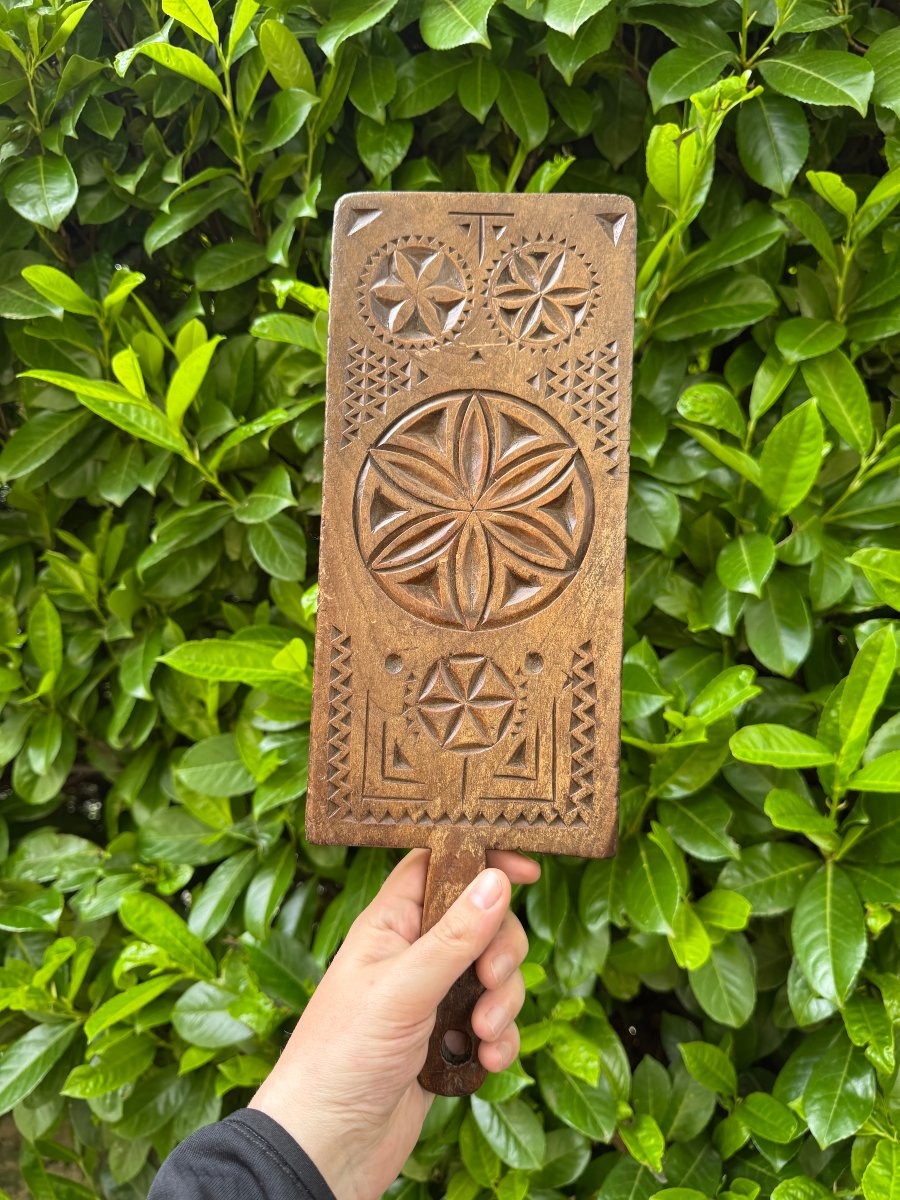 Butter Pat, Bread Mark, Butter Mark - Carved Butter Plate - Folk Art-photo-3