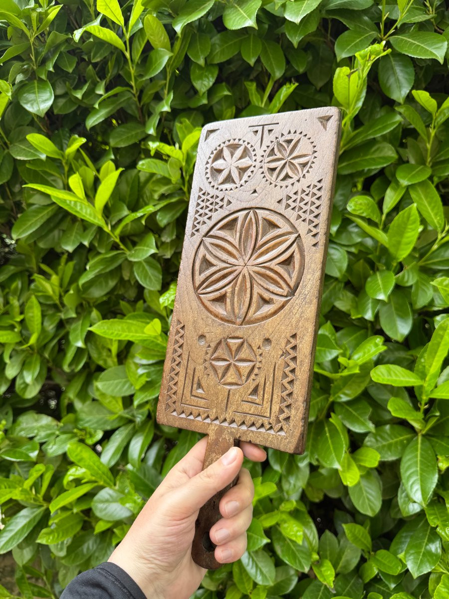 Butter Pat, Bread Mark, Butter Mark - Carved Butter Plate - Folk Art-photo-4