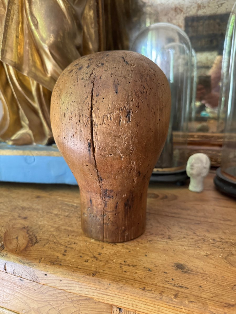 Marotte - Mannequin - Hatmaker's Head - Anthropomorphic Sculpture - Folk Art-photo-4
