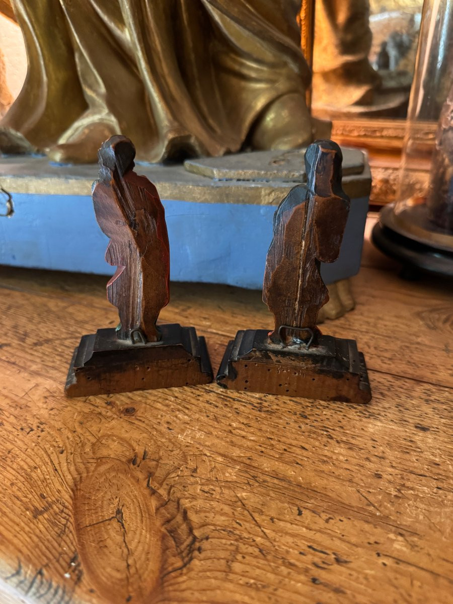 Miniature - Calvary Figures - Virgin Mary And Saint John - Polychrome- Religious Sculpture-photo-4