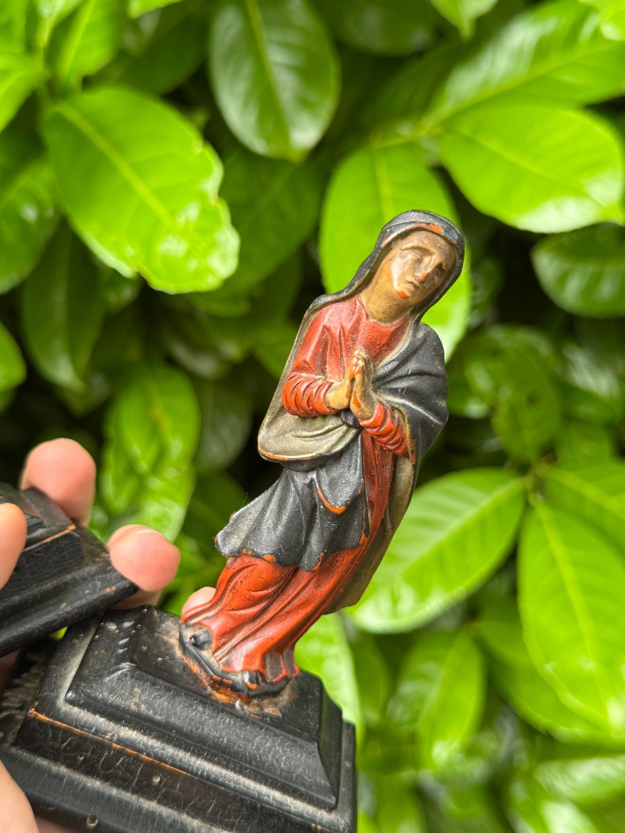 Miniature - Calvary Figures - Virgin Mary And Saint John - Polychrome- Religious Sculpture-photo-7