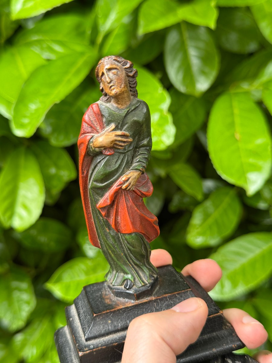 Miniature - Calvary Figures - Virgin Mary And Saint John - Polychrome- Religious Sculpture-photo-8